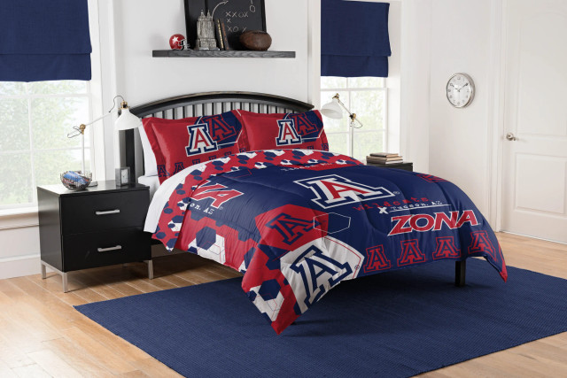 NCAA Arizona Wildcats Blue Red Hexagon Bedding Set