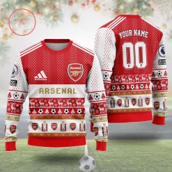 Arsenal FC Custom Name Number White Red Sweater