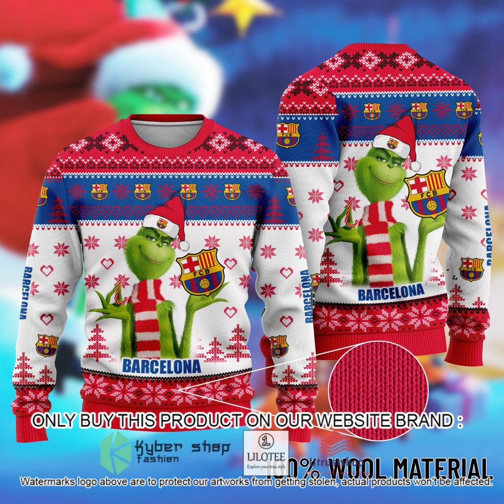 FC Barcelona The Grinch Ugly Christmas Sweater