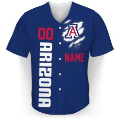 NCAA Arizona Wildcats Custom Name Number Scratch Blue Baseball Jersey
