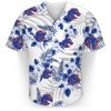 NCAA Boise State Broncos Blue White Tropical Flowers Baseball Jersey
