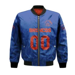 NCAA Boise State Broncos Custom Text Number Blue Ombre Bomber Jacket