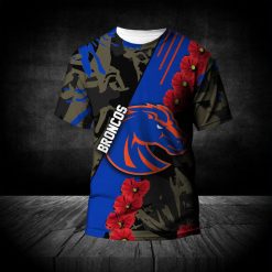 NCAA Boise State Broncos Blue Red Flowers T-Shirt