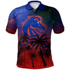 NCAA Boise State Broncos Orange Blue Coconut Tree Grunge Polo Shirt