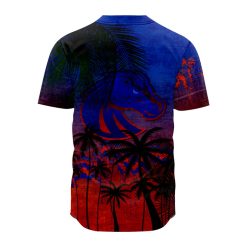 Alternative view of NCAA Boise State Broncos Orange Blue Coconut Tree Grunge Baseball Jersey