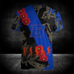 Alternative view of NCAA Boise State Broncos Blue Red Flowers T-Shirt