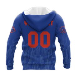Alternative view of NCAA Boise State Broncos Custom Text Number Blue Ombre Zip Up Hoodie