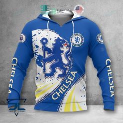 Chelsea FC Blue White Pullover Hoodie V5