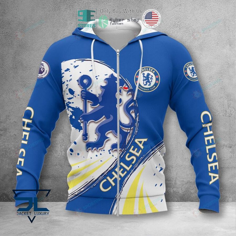 Chelsea FC Blue White Zip Up Hoodie V5