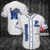 NCAA Memphis Tigers Custom Name White Blue Baseball Jersey
