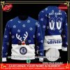 Chelsea FC Custom Name Number Reindeer Ugly Christmas Sweater