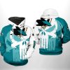 NHL San Jose Sharks White Teal Punisher Skull Pullover Hoodie