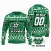 NHL Dallas Stars Custom Name Number Green Stadium Ugly Christmas Sweater