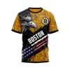 NHL Boston Bruins Gold Black Eagle American Flag T-Shirt
