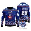NHL New York Islanders Custom Name Number Blue Stadium Ugly Christmas Sweater