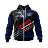 NHL Columbus Blue Jackets Eage American Flag Zip Up Hoodie