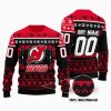 NHL New Jersey Devils Custom Name Number Red Black Stadium Ugly Christmas Sweater