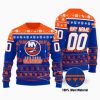 NHL New York Islanders Custom Name Number Orange Blue Ugly Christmas Sweater