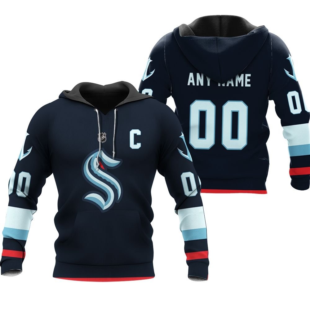 NHL Seattle Kraken Custom Name Number 2020 Blue Jersey Pullover Hoodie NHL Seattle Kraken Custom Name Number 2020 Blue Jersey Pullover Hoodie