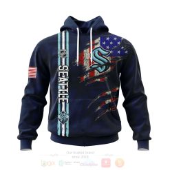 NHL Seattle Kraken American Flag Scratch Pullover Hoodie