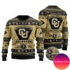 NCAA Colorado Buffaloes Custom Name Gold Black Ugly Christmas Sweater