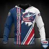 NHL Columbus Blue Jackets Blue White Scratch Pullover Hoodie