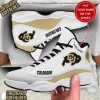 NCAA Colorado Buffaloes Custom Name White Gold Air Jordan 13 Shoes