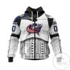 NHL Columbus Blue Jackets Custom Name Number Star War Zip Up Hoodie