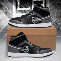 Alternative view of NHL Los Angeles Kings Black Silver Air Jordan 1 High Sneakers