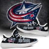 NHL Columbus Blue Jackets Blue Black Lightning Yeezy Boost Sneakers