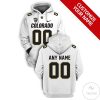 NCAA Colorado Buffaloes Custom Name Number White Pullover Hoodie