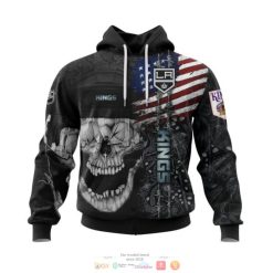 NHL Los Angeles Kings American Flag Skull Pullover Hoodie