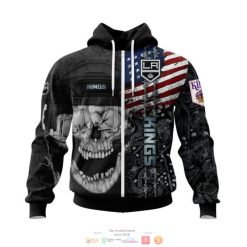 NHL Los Angeles Kings American Flag Skull Zip Up Hoodie