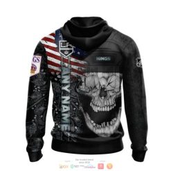 Alternative view of NHL Los Angeles Kings American Flag Skull Pullover Hoodie