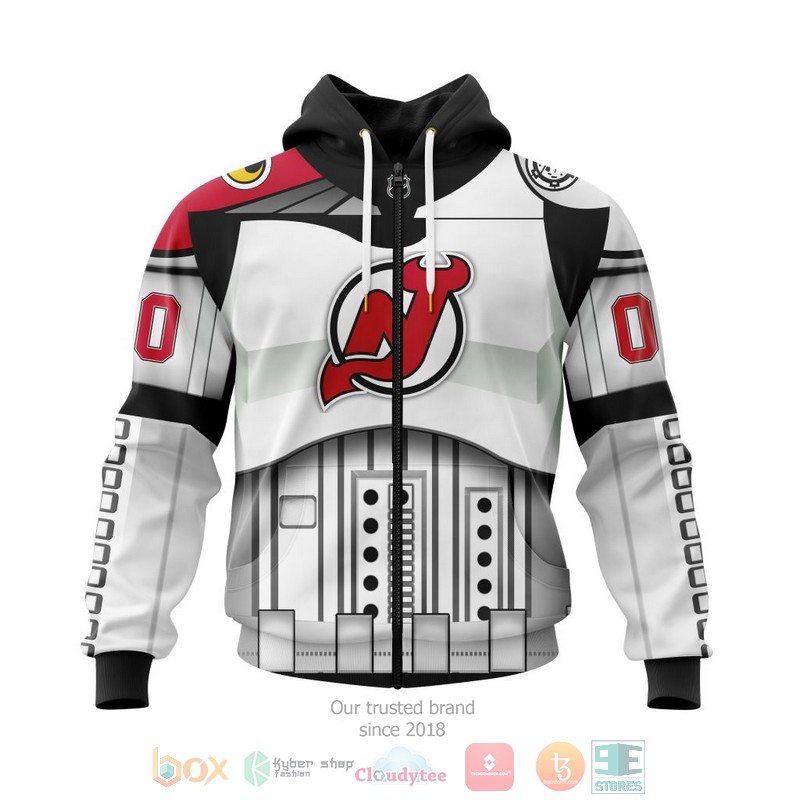 NHL New Jersey Devils Custom Name Number Star War Zip Up Hoodie