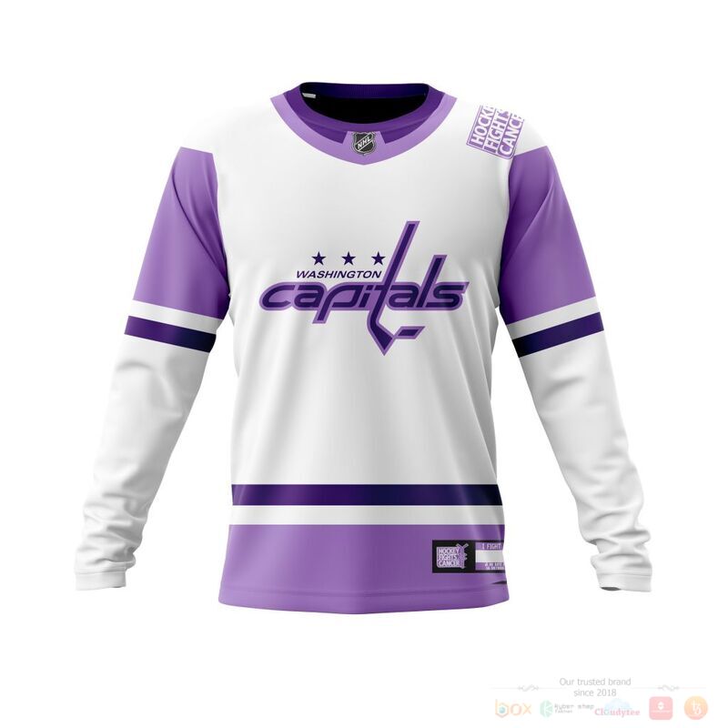 NHL Washington Capitals Custom Name Number Hockey Fight Cancer Jersey Sweatshirt