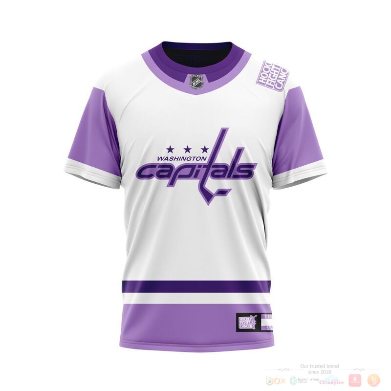 NHL Washington Capitals Custom Name Number Hockey Fight Cancer Jersey T-Shirt NHL Washington Capitals Custom Name Number Hockey Fight Cancer Jersey T-Shirt