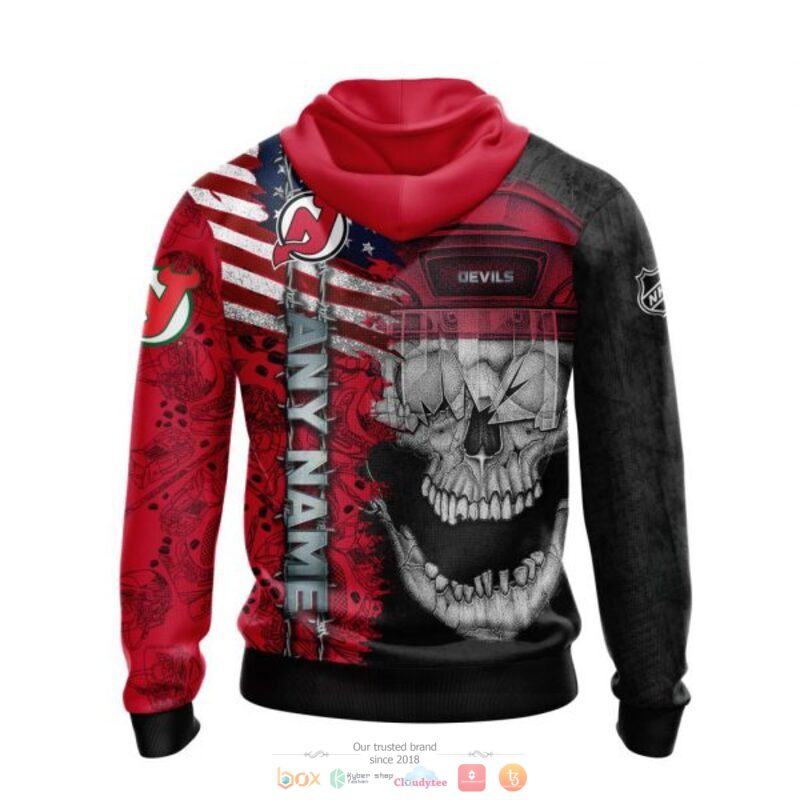 NHL New Jersey Devils American Flag Skull Zip Up Hoodie