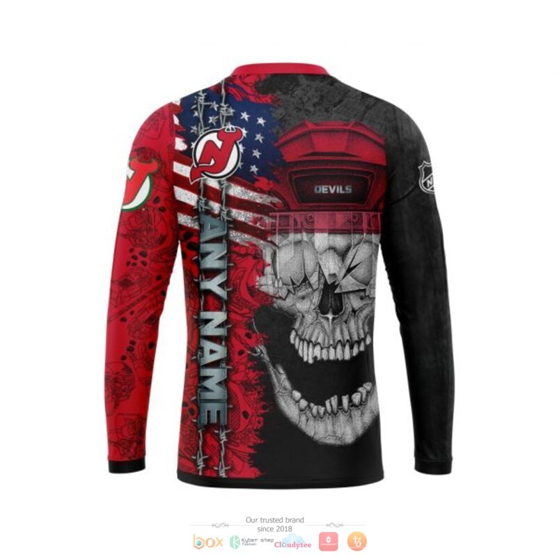 NHL New Jersey Devils American Flag Skull Sweatshirt NHL New Jersey Devils American Flag Skull Sweatshirt