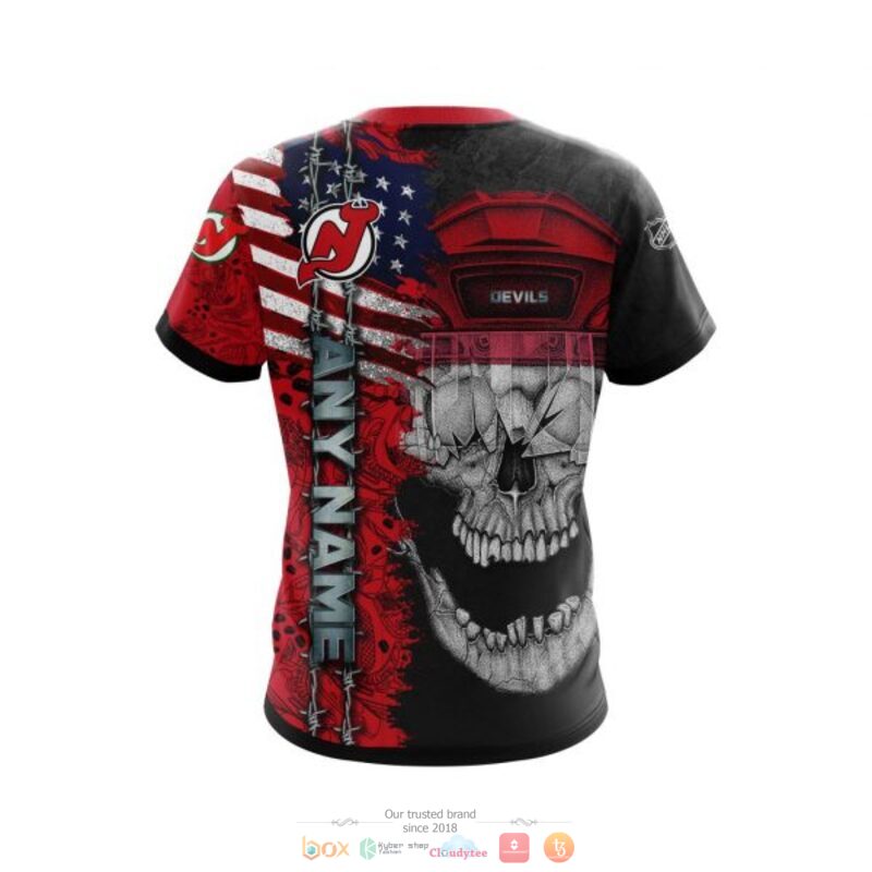 NHL New Jersey Devils American Flag Skull T-Shirt
