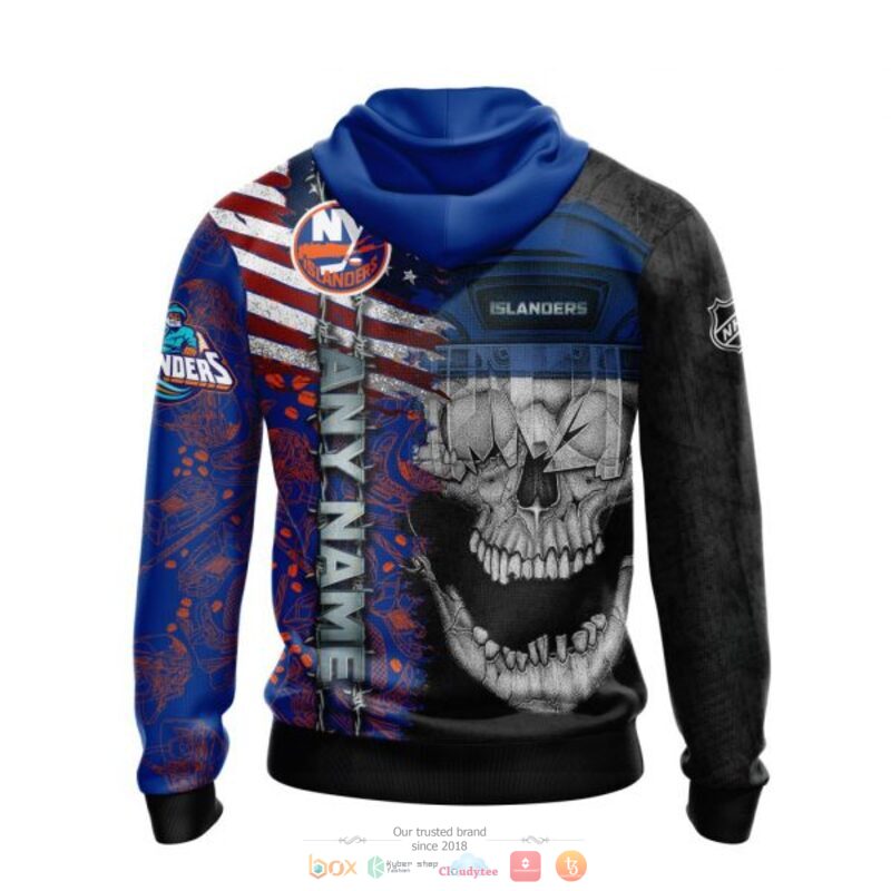 NHL New York Islanders American Flag Skull Zip Up Hoodie NHL New York Islanders American Flag Skull Zip Up Hoodie