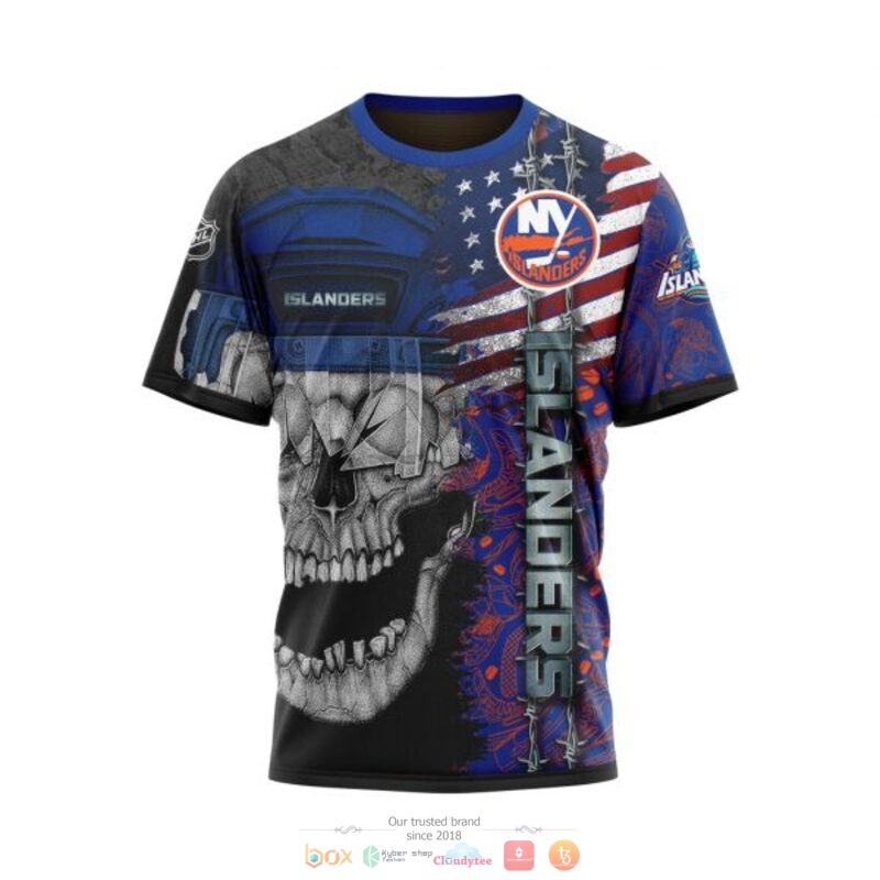 NHL New York Islanders American Flag Skull T-Shirt