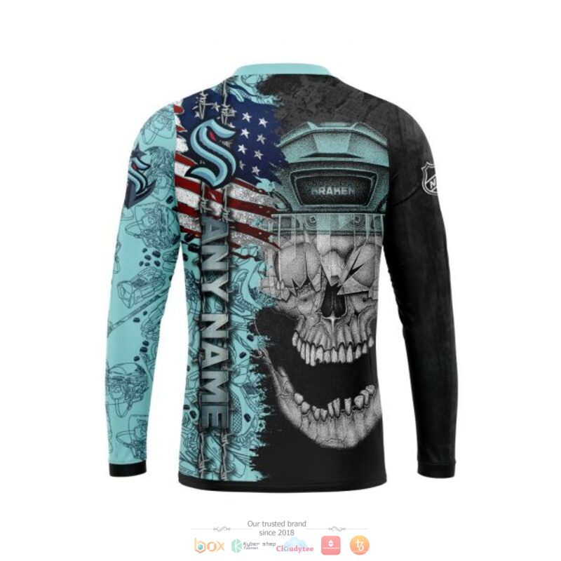 NHL Seattle Kraken Black Ice Blue Skull Sweatshirt NHL Seattle Kraken Black Ice Blue Skull Sweatshirt