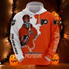 NHL Philadelphia Flyers Orange White Skull Scratch Pullover Hoodie