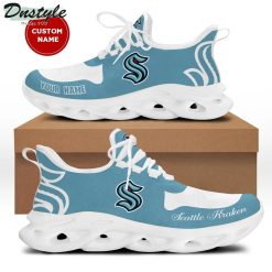 NHL Seattle Kraken Custom Name Ice Blue White Max Soul Shoes