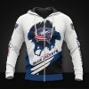 NHL Columbus Blue Jackets White Blue Scratch Zip Up Hoodie