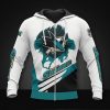 NHL San Jose Sharks White Teal Scratch Zip Up Hoodie
