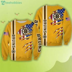NHL Boston Bruins American Flag Gold Scratch Sweatshirt