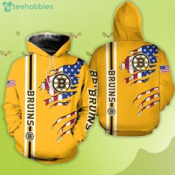 NHL Boston Bruins American Flag Gold Scratch Pullover Hoodie