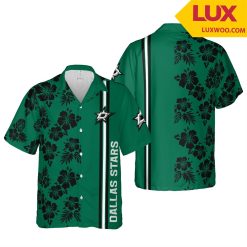 NHL Dallas Stars Black Hibiscus Green Unisex Hawaiian Shirt